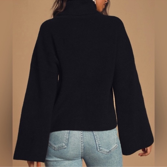 Lulus Fireside Chats Black Knit Turtleneck Sweater Size S - Picture 6 of 9